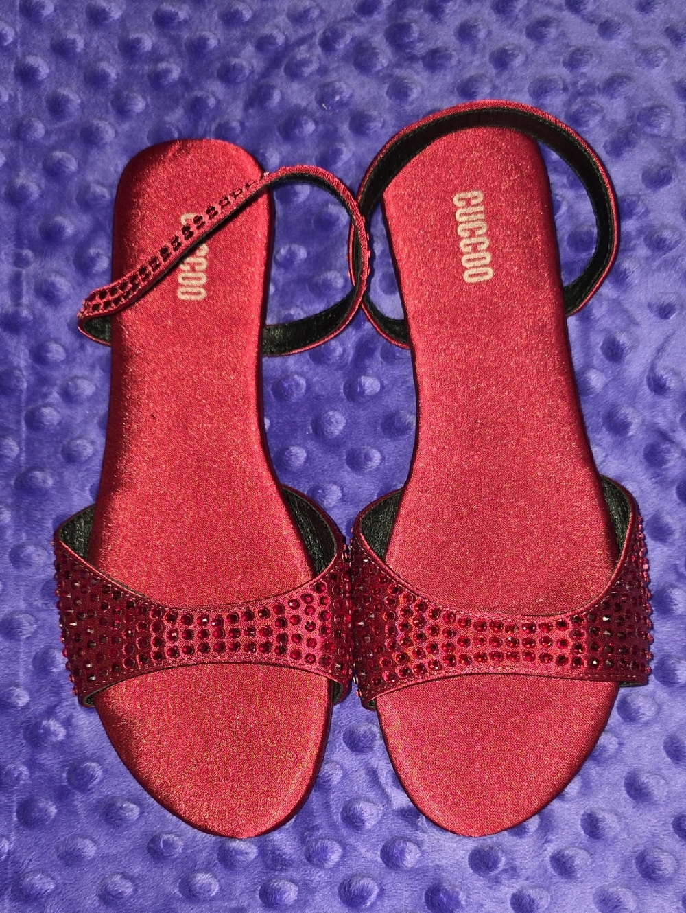 Women's Burgandy Embellished Open-Toe Sandals